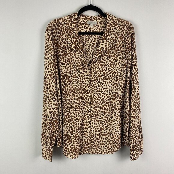 Lucky Brand Animal Print Western Pajama Button Up Shirt Size XL Viscose - Picture 1 of 10